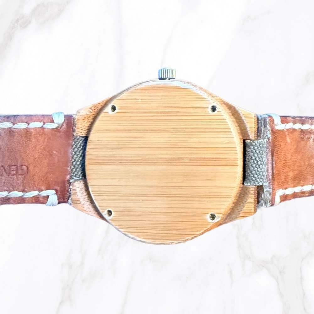 Tree Hut Men’s Wooden Face Watch – Green Canvas Band - Picture 5 of 5